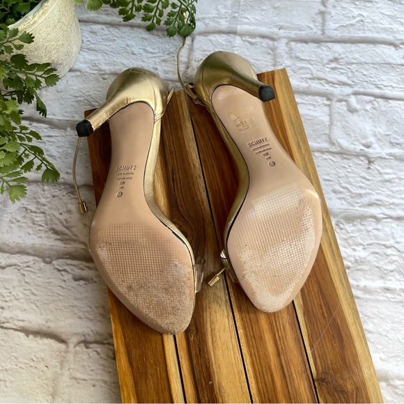 SCHUTZ🍁Josseana clear strap Metallic gold  Sandal Size 6 womens - Picture 12 of 12